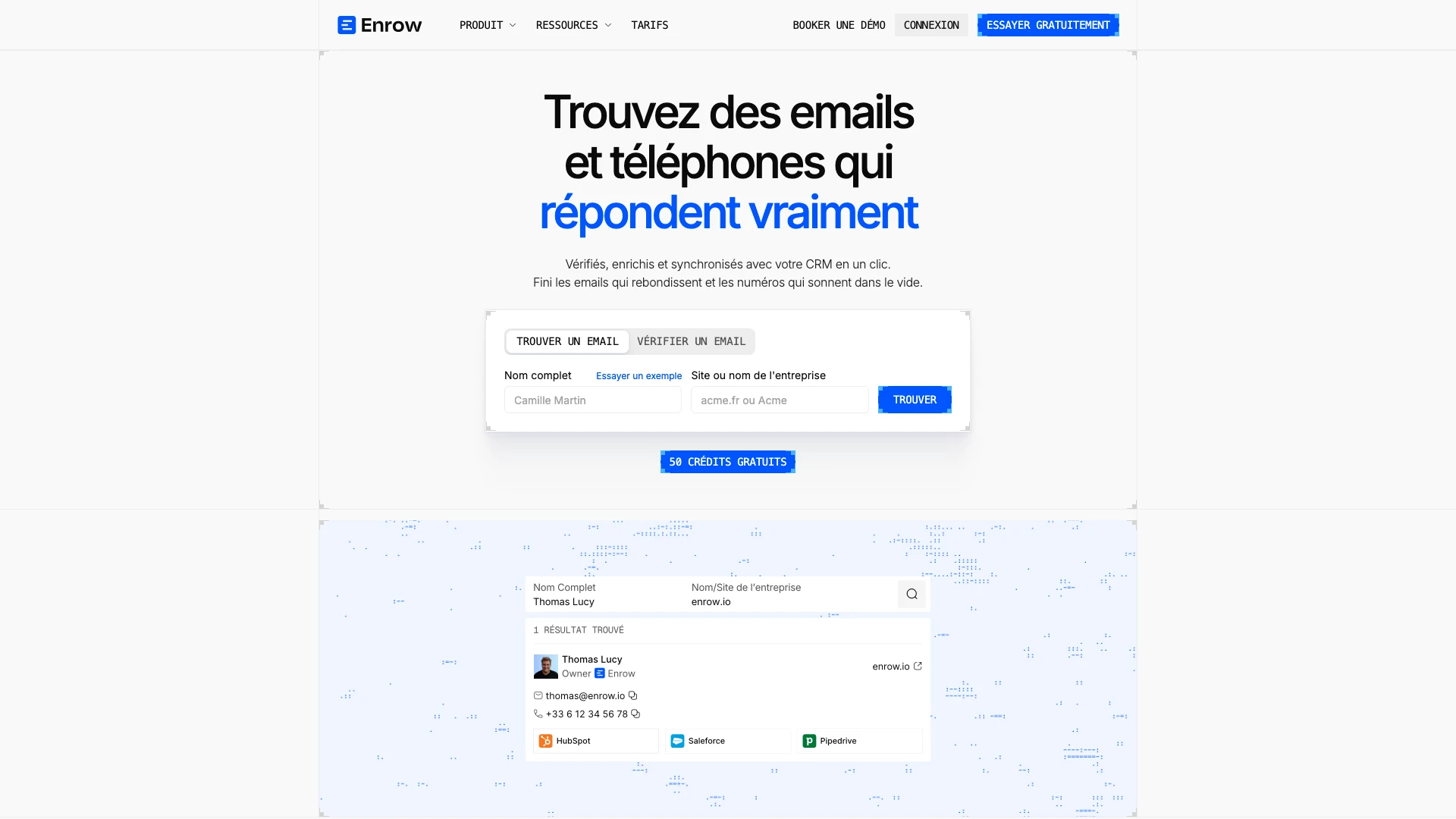 Page d'accueil d'Enrow